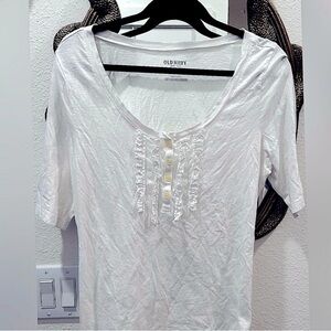 Old Navy White Ruffle Detail Blouse